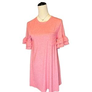 Stretchy corral ruffle sleeve short t shirt dress. NWT from boutique
